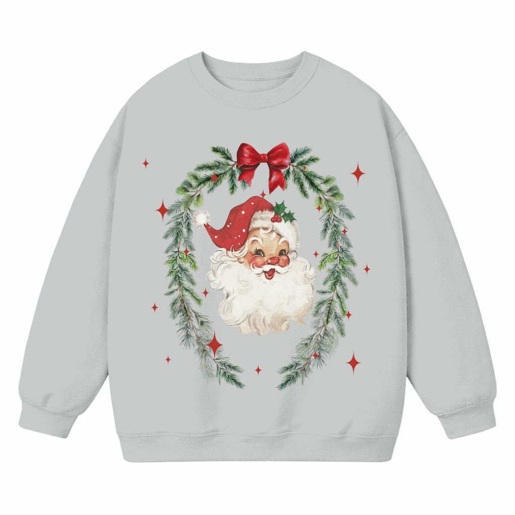 Vintage Santa Claus Sweatshirt – Christmas Gift Cute Coquette Bow - front view