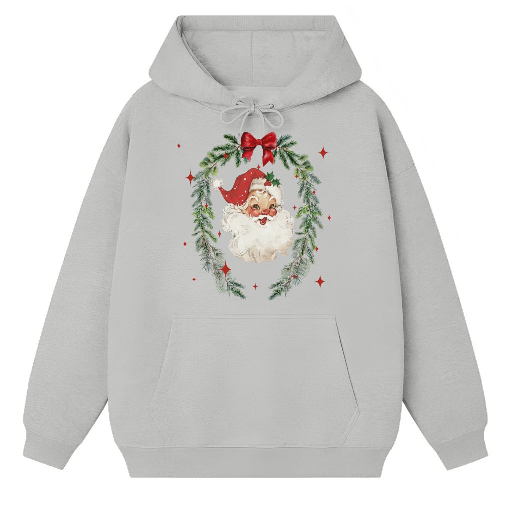 Vintage Santa Claus Hoodie – Christmas Gift for Her Coquette Bow - front view