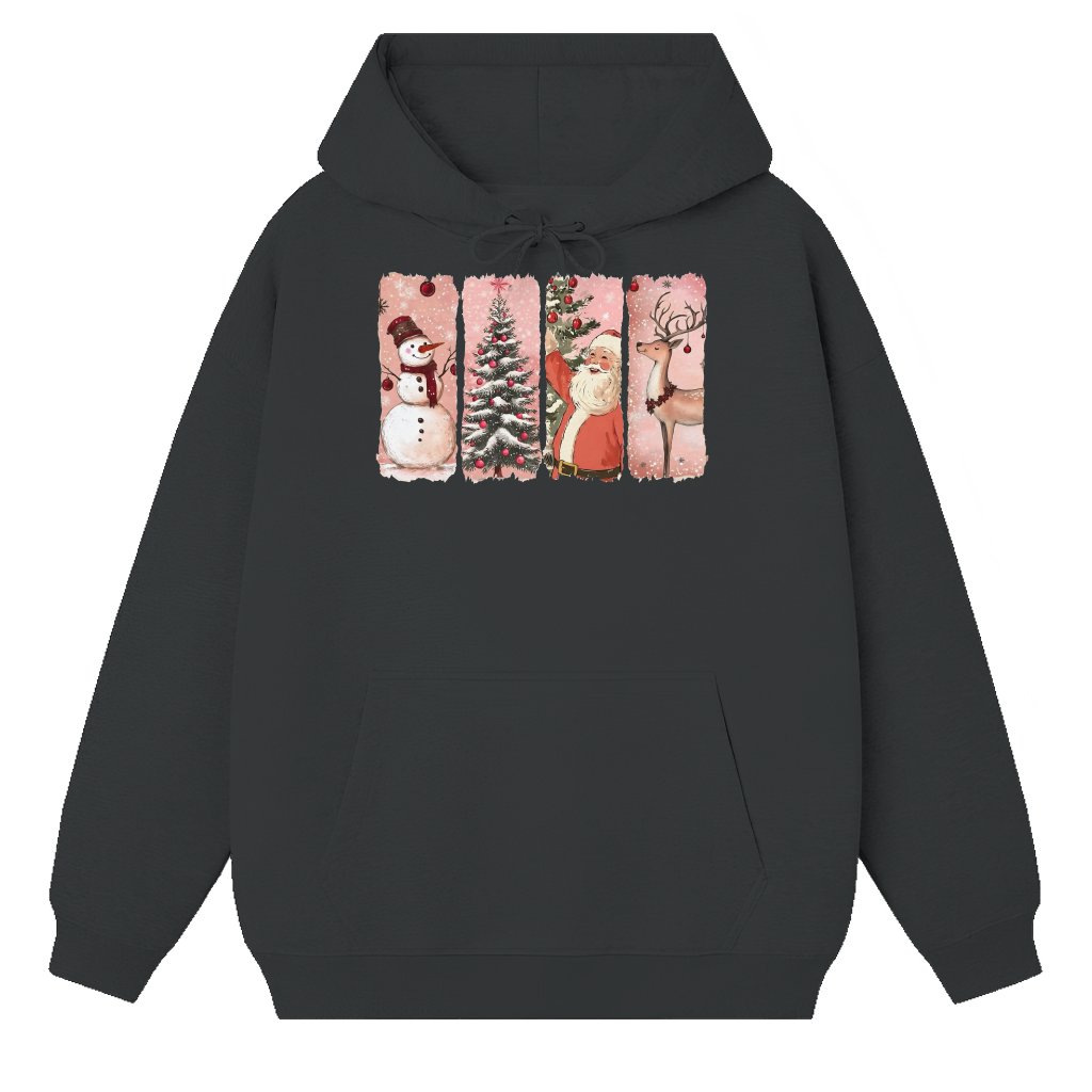 Retro Pink Santa Claus Hoodie – Christmas Gift Vintage - front view