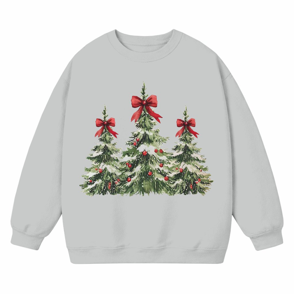 Coquette Christmas Tree Sweatshirt – Christmas Gift for Her Cute Trendy Crewneck - front view