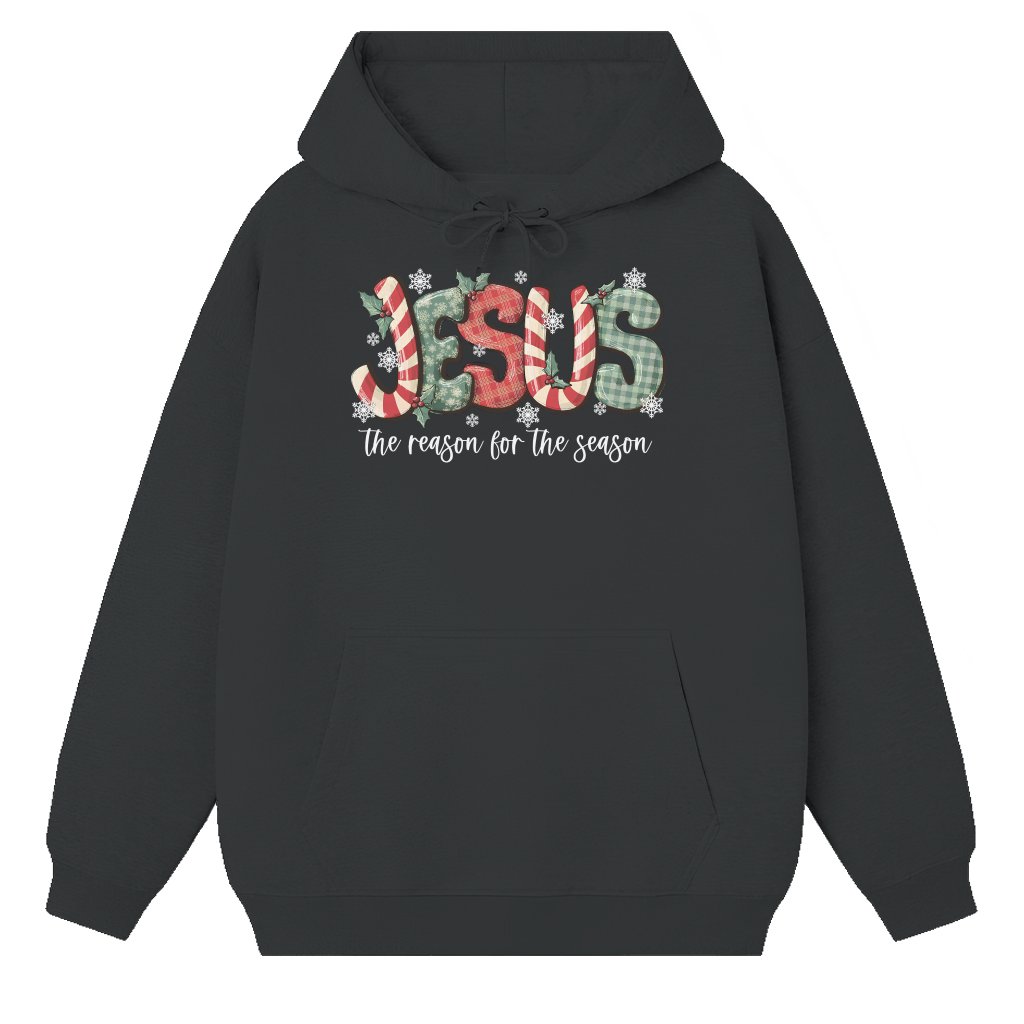 Jesus Is The Reason For The Season Hoodie – Vintage Christian Christmas Gift - front view