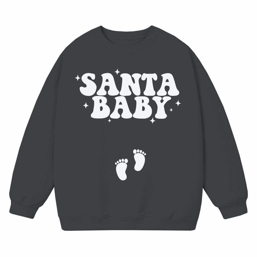Santa Baby Sweatshirt – Christmas Maternity Gift for Expectant Mom Funny - front view