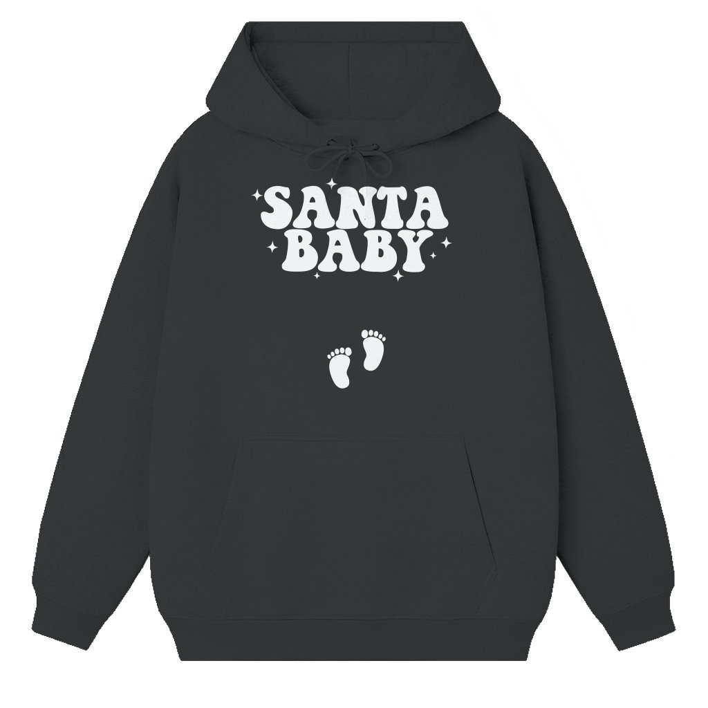 Santa Baby Maternity Hoodie – Christmas Pregnancy Announcement Gift for Mom Cute - front view