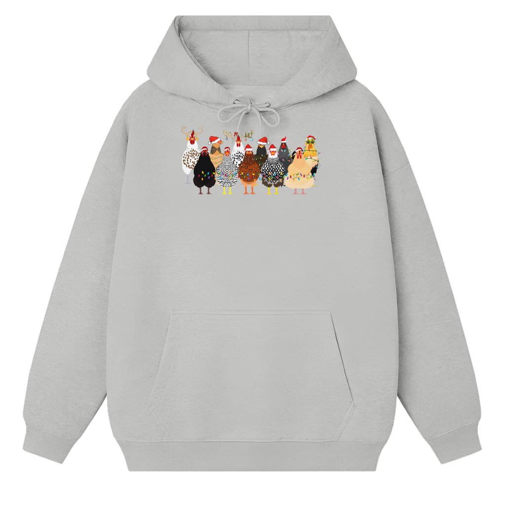 Funny Christmas Chickens Hoodie – Christmas Gift for Farm Animal Lovers - front view