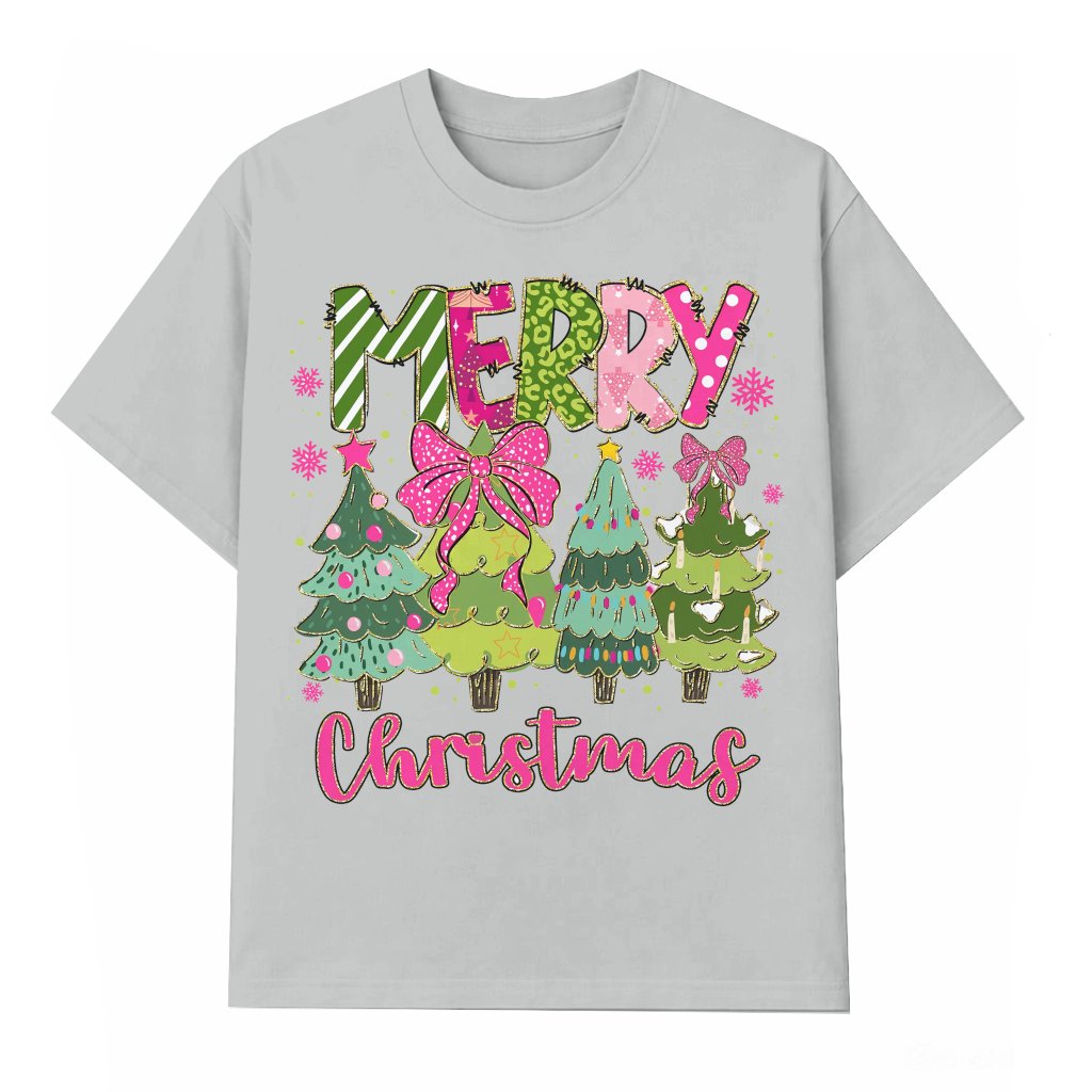Glitter Merry Christmas T-shirt – Christmas Gift Retro Colorful - front view