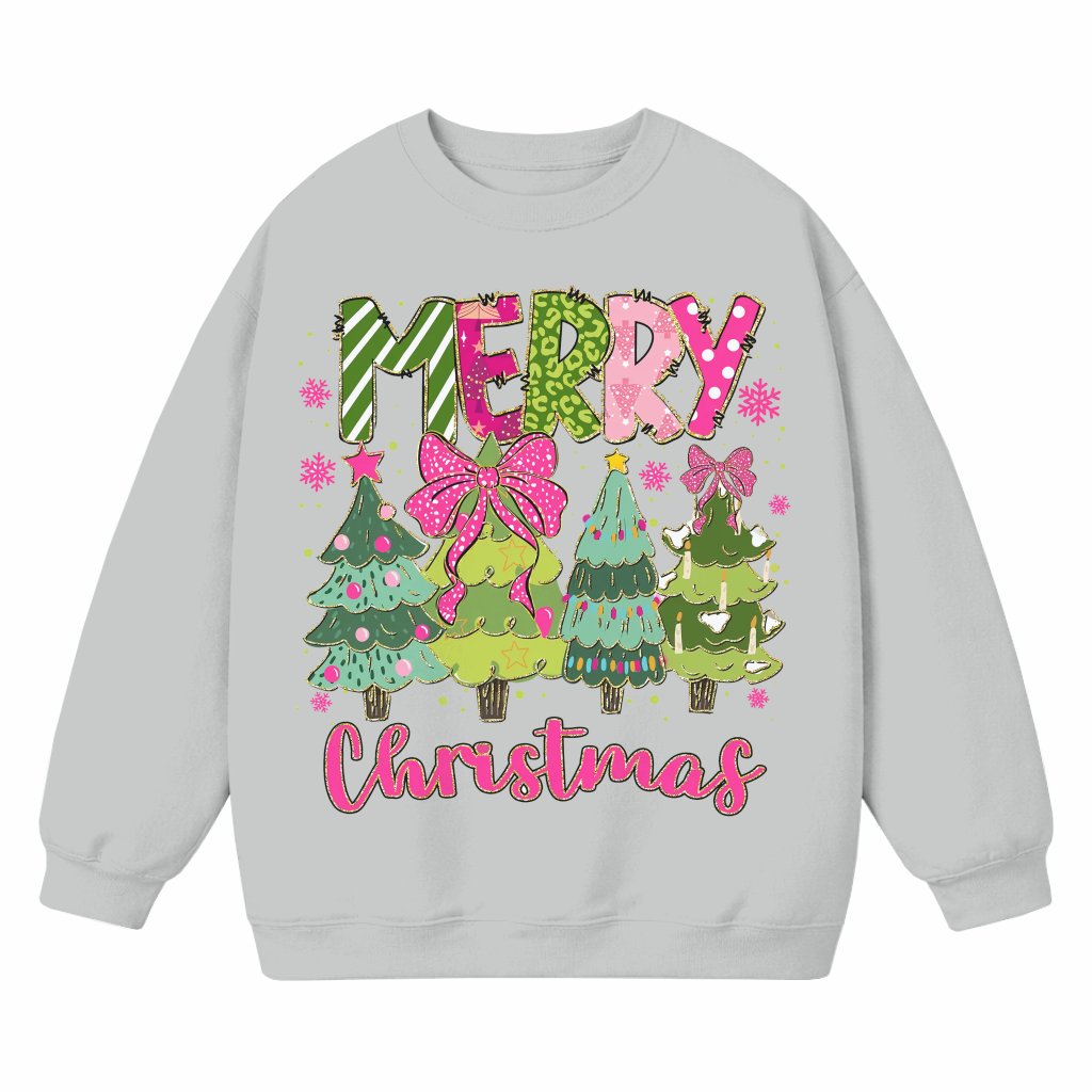 Glitter Merry Christmas Sweatshirt – Christmas Gift for Her Retro Colorful - front view