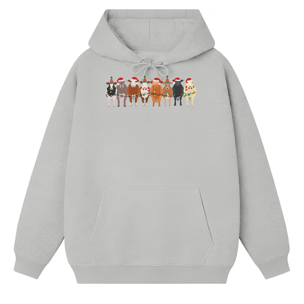Cute Christmas Cows Hoodie – Christmas Gift for Animal Lovers Funny - front view