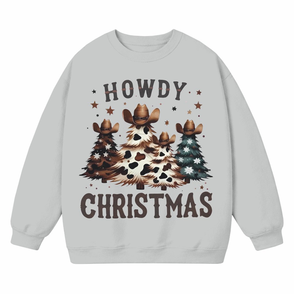 Funny Howdy Sweatshirt – Christmas Gift for Western Fans Cowboy Hat Tree - front view