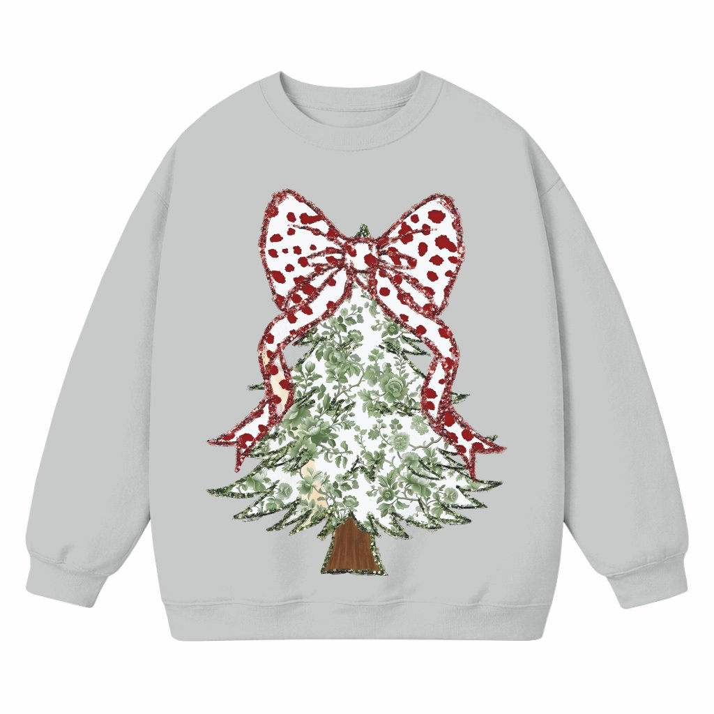 Coquette Christmas Tree Bow Sweatshirt – Christmas Gift Trendy Floral - front view
