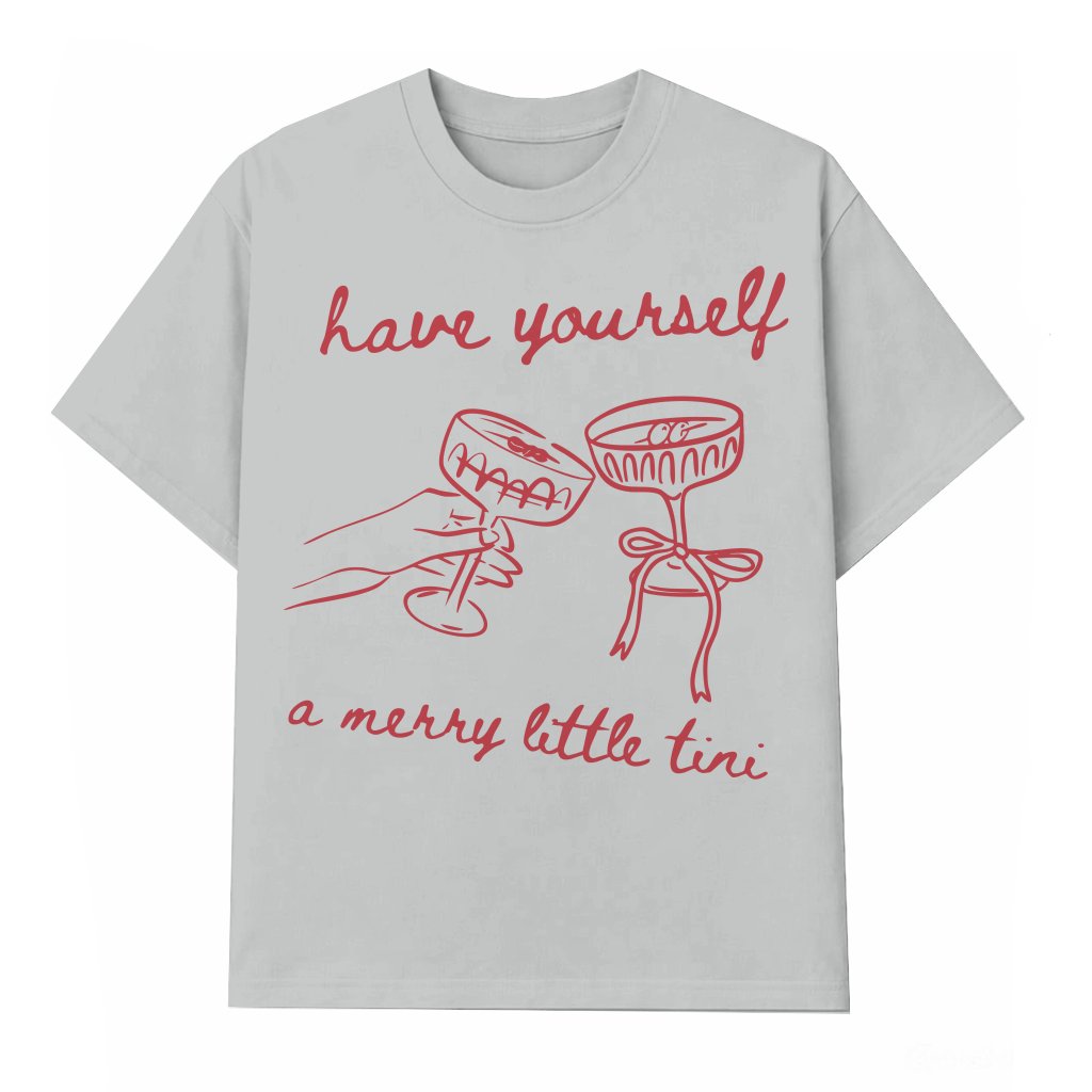 Merry Little Tini T-shirt – Funny Martini Christmas Party Gift - front view