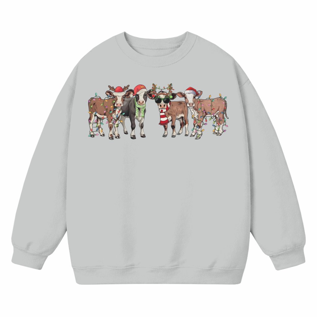 Cute Christmas Cow Sweatshirt – Christmas Gift for Farmer Funny - front view
