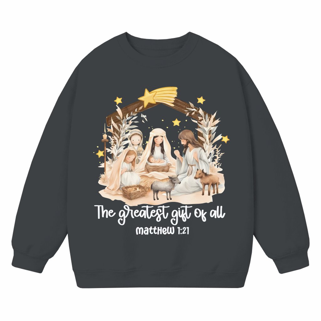Faithful Christian Nativity Sweatshirt – Christmas Gift for Christians True Story Jesus - front view
