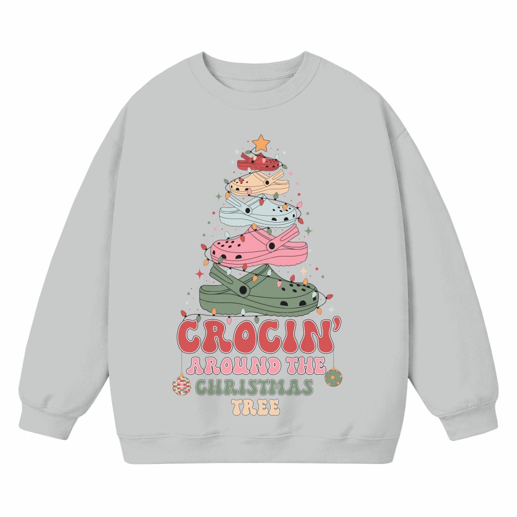 Rockin' Croc Christmas Tree Sweatshirt – Funny Christmas Gift - front view