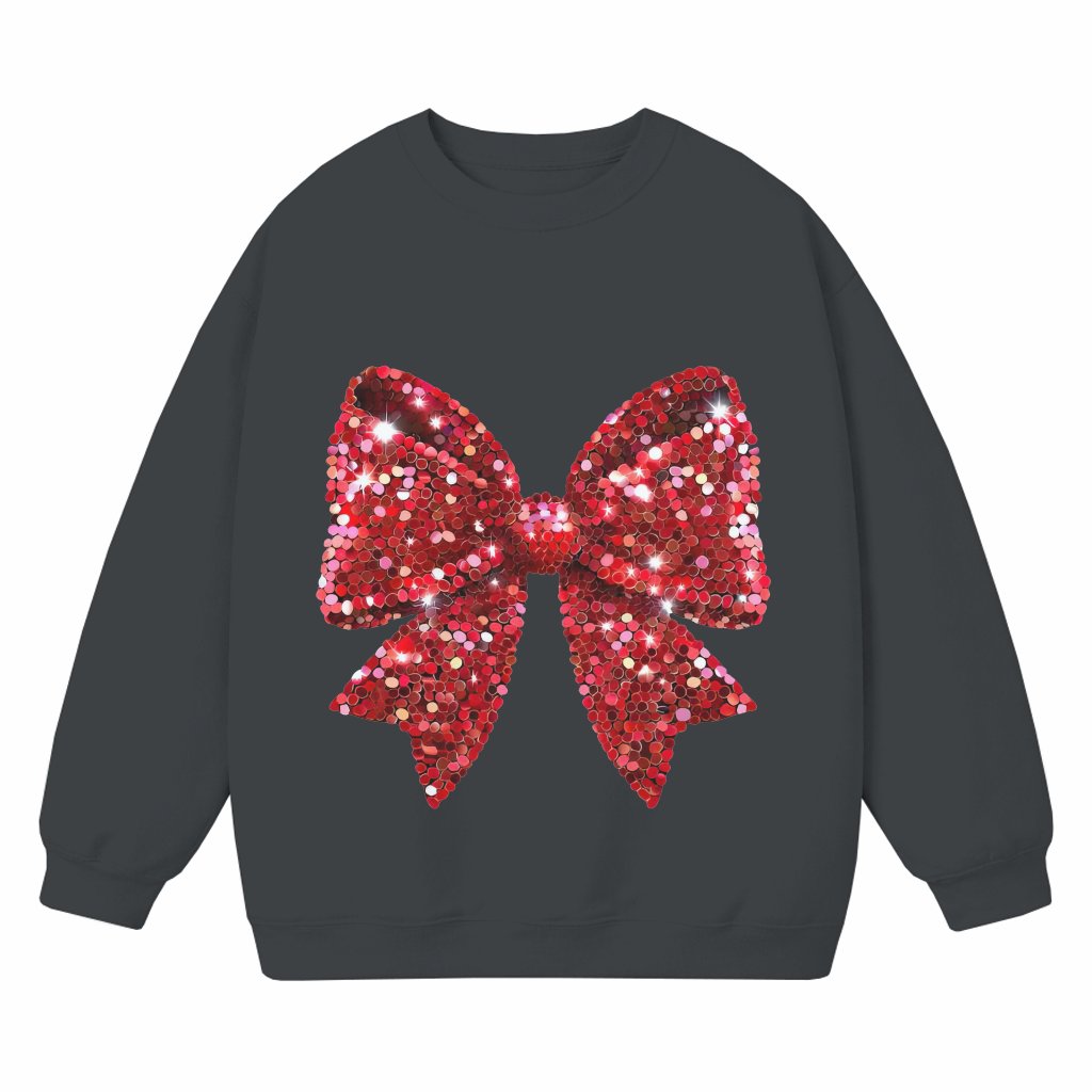 Coquette Sweatshirt – Christmas Gift for Her Glitter Bow Retro Trendy - front view