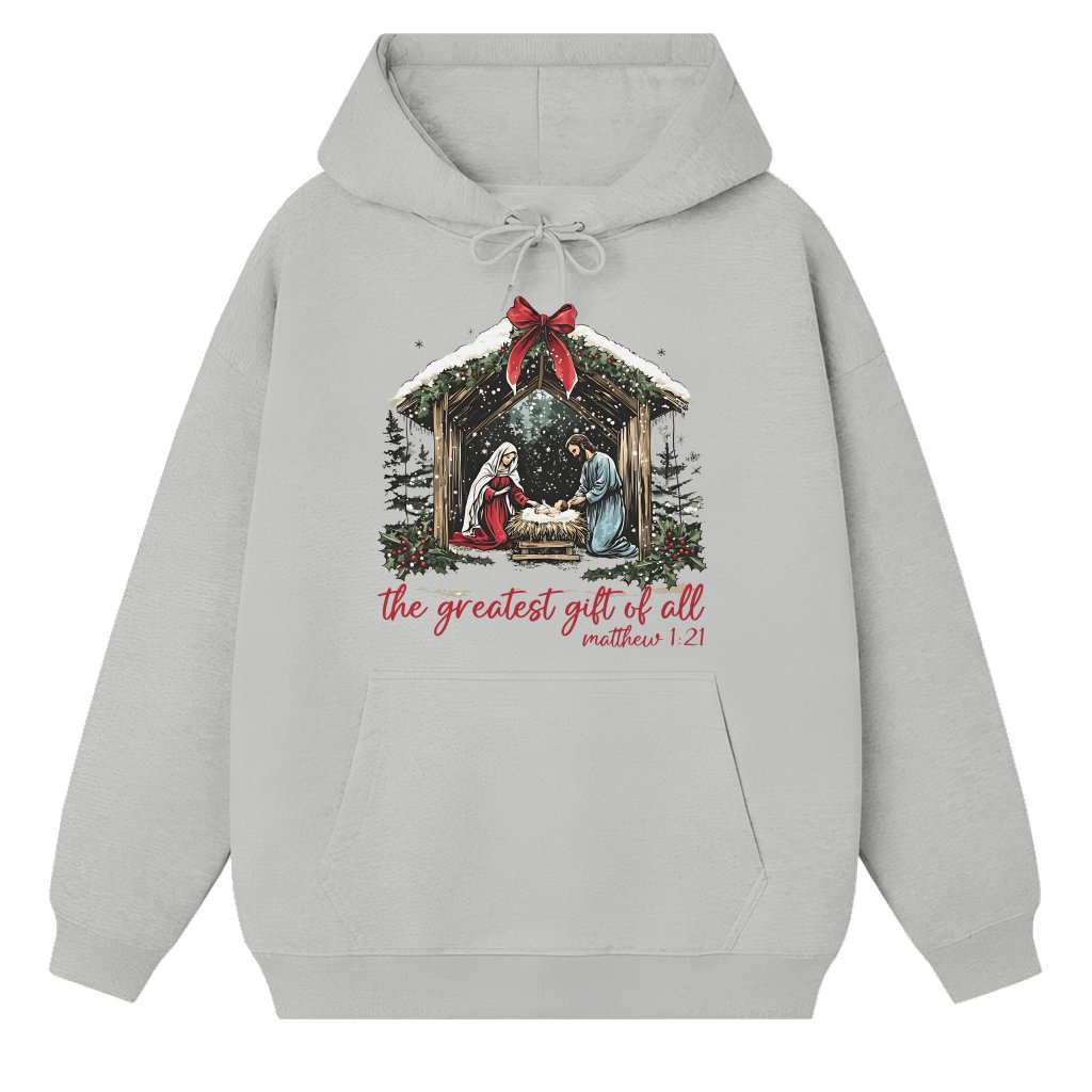 Nativity Manger Scene Hoodie – Christmas Gift for Family Cute - front view