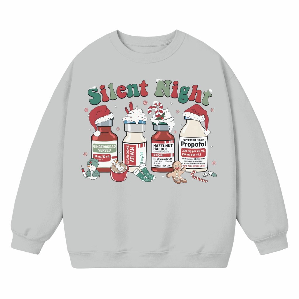 Funny Silent Night Medical Pharmacy Sweatshirt – Christmas Gift for Nurse - front view