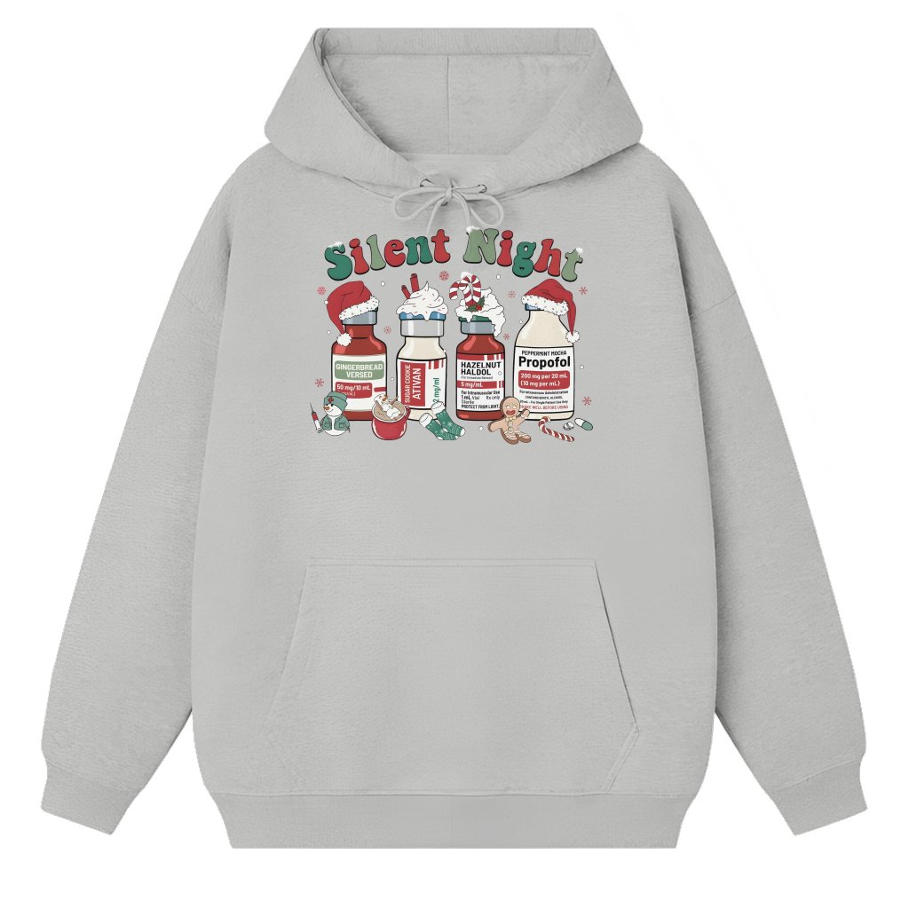 Funny Silent Night Shift Hoodie – Christmas Gift for Nurse - front view
