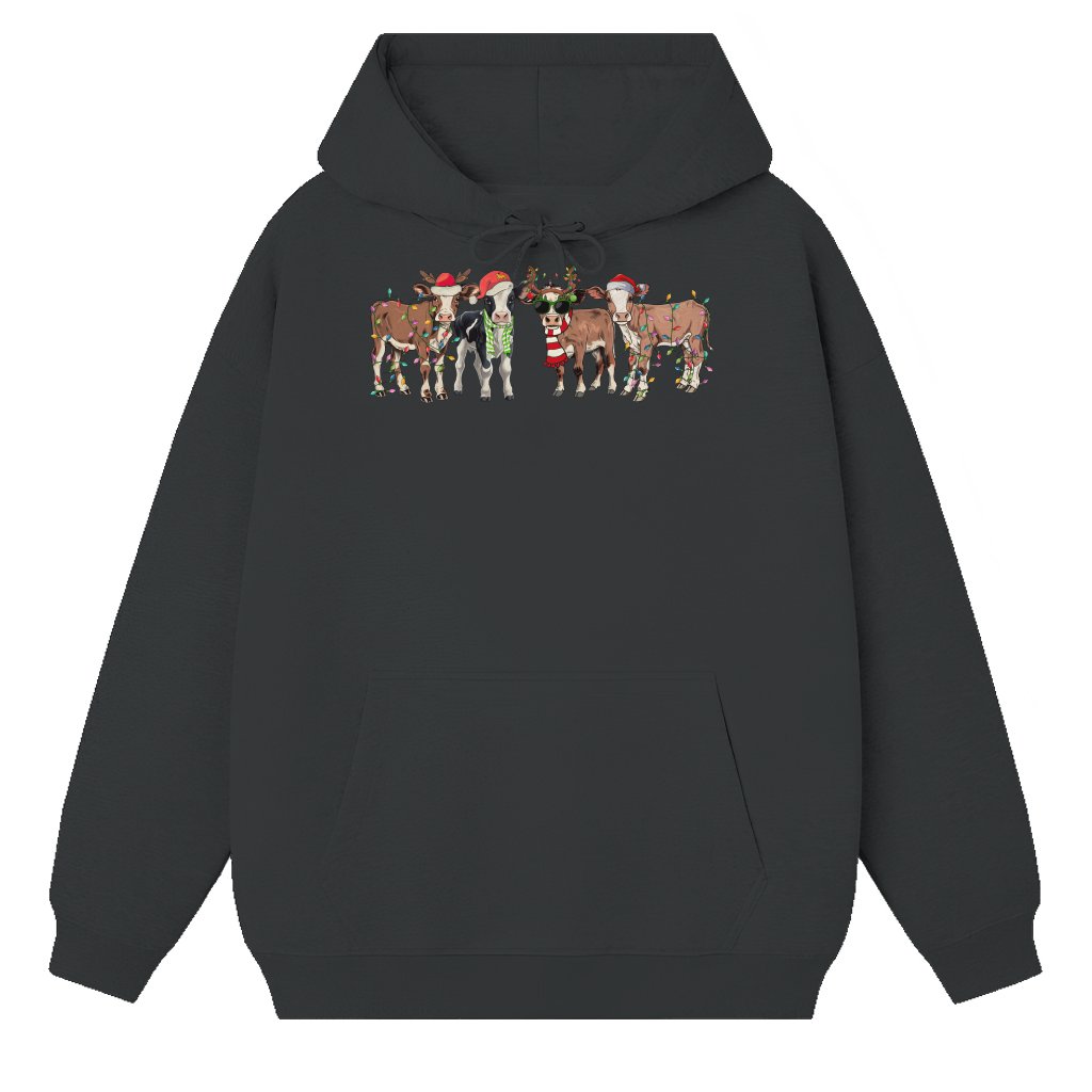 Christmas Cow Hoodie – Christmas Gift for Farmers & Animal Lovers Cute - front view