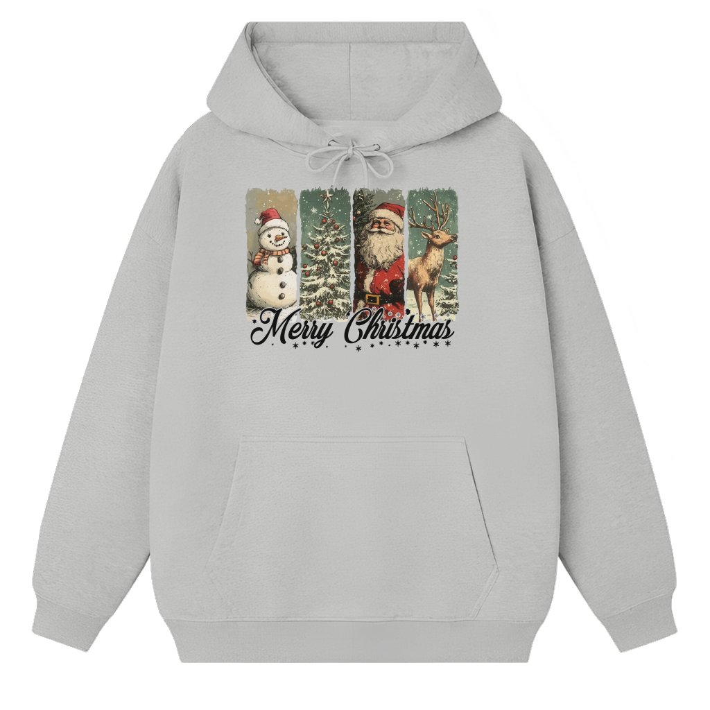 Retro Pink Santa Snowman Hoodie – Merry Christmas Gift for Family - front view