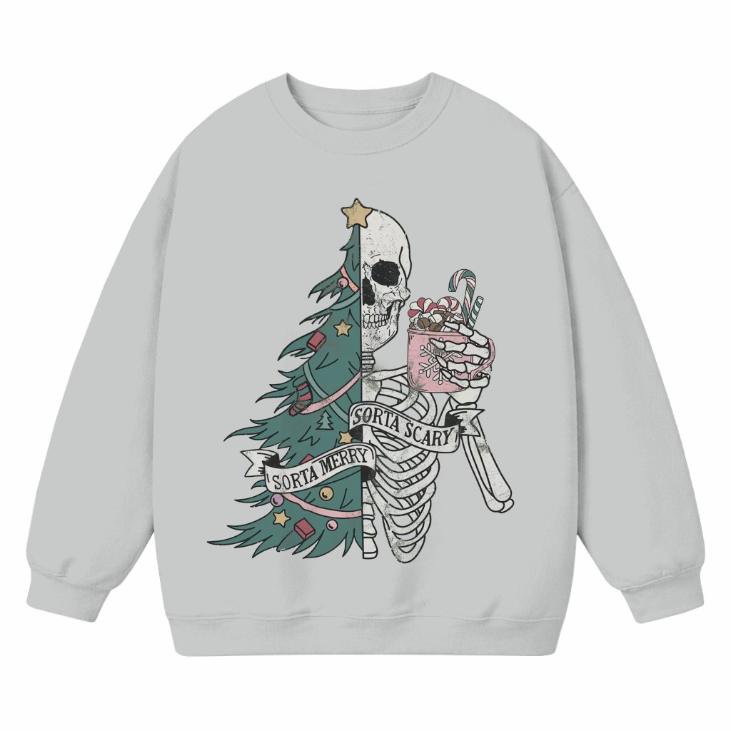 Sorta Merry Sorta Scary Skeleton Sweatshirt – Christmas Gift for Latte Lovers Funny - front view