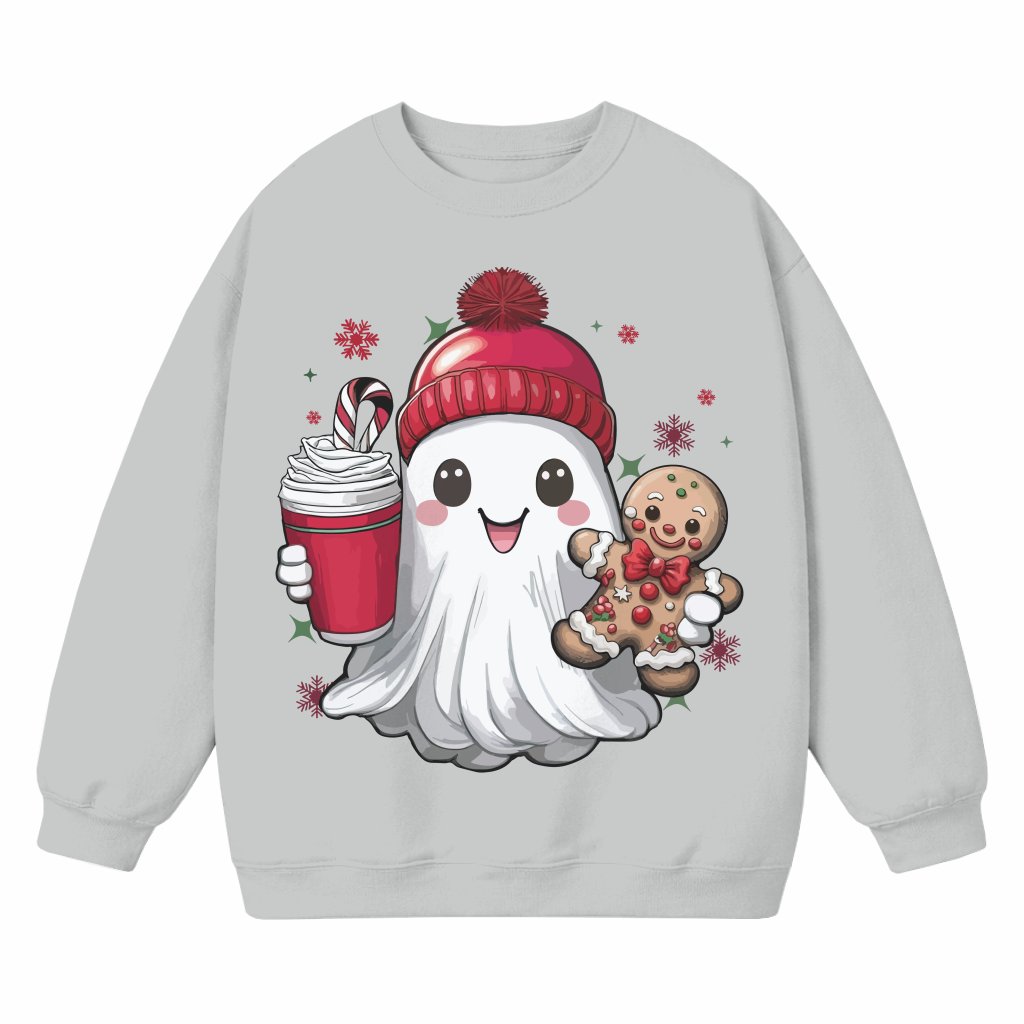 Funny Gingerbread Ghost Sweatshirt – Christmas Gift Cute Boo - front view