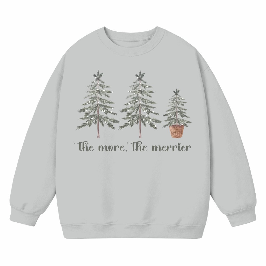 The More The Merrier Sweatshirt – Christmas Pregnancy Announcement Gift for Expecting Mom Cute - front view