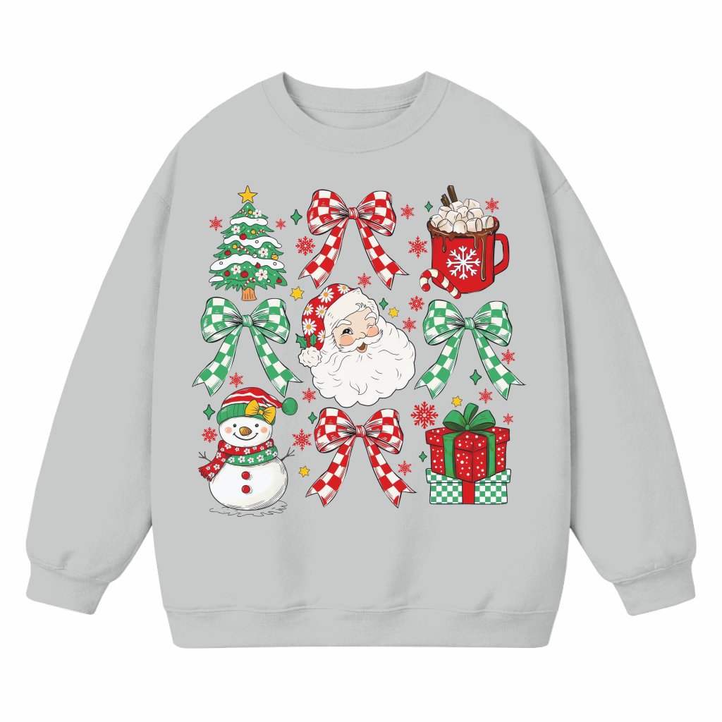 Coquette Bow Checkered Sweatshirt – Christmas Gift Trendy Aesthetic - front view