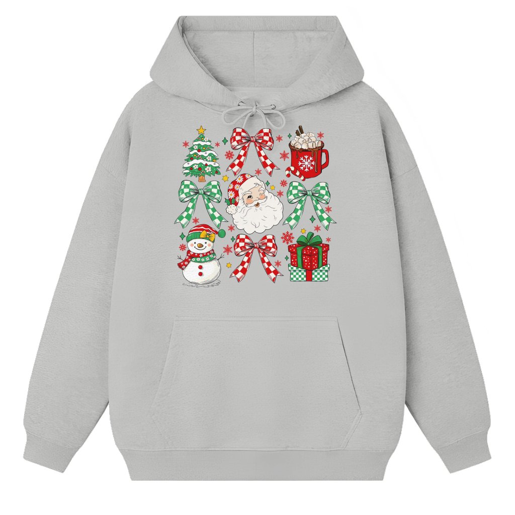 Coquette Hot Cocoa Bow Hoodie – Christmas Gift for Her Festive - front view
