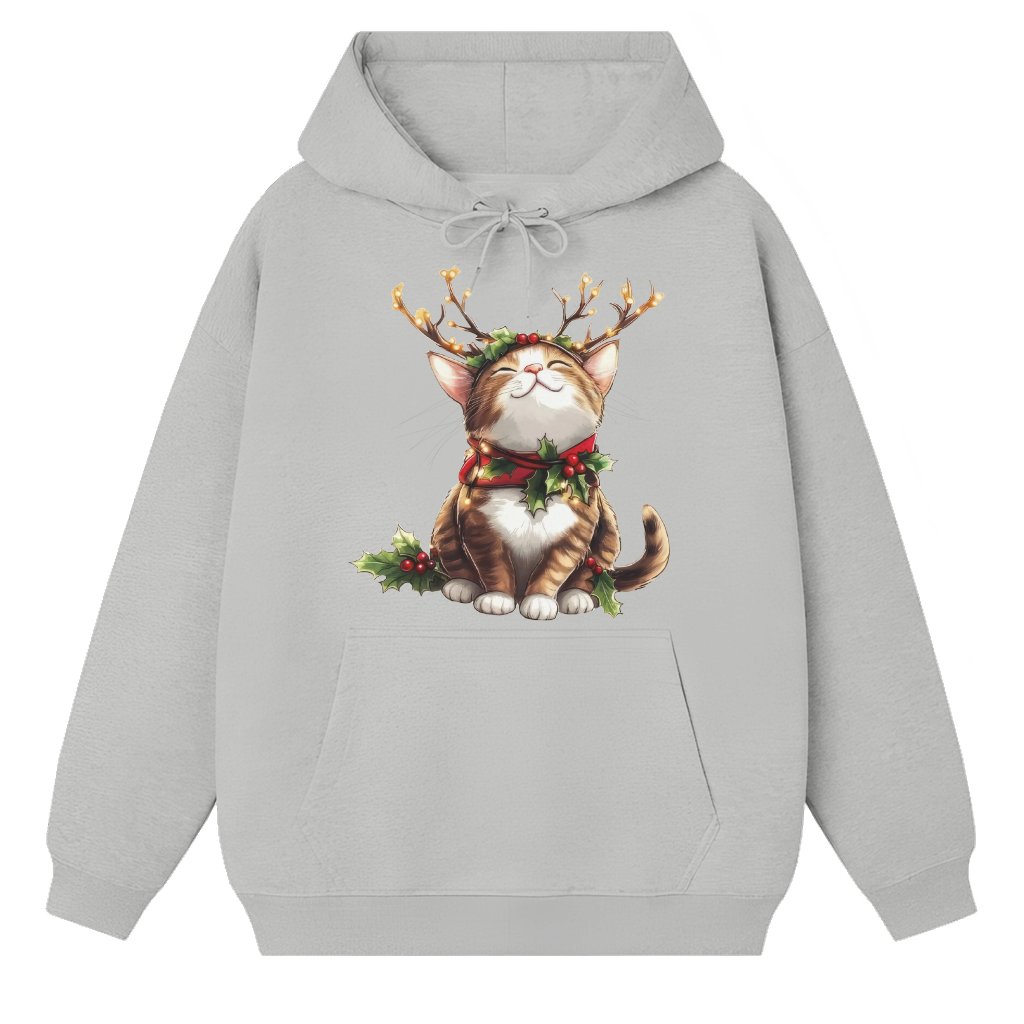 Cute Cat Christmas Hoodie – Funny Kitten Lover Gift for Her - front view