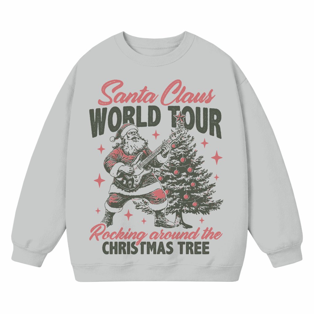 Rockin' Guitar Santa Claus Sweatshirt – Christmas Gift Funny Vintage - front view