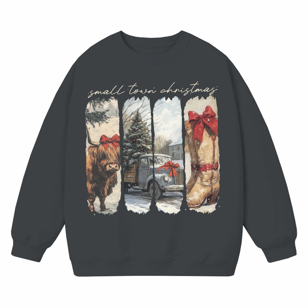 Small Town Christmas Sweatshirt – Christmas Gift for Cowgirl Vintage - front view