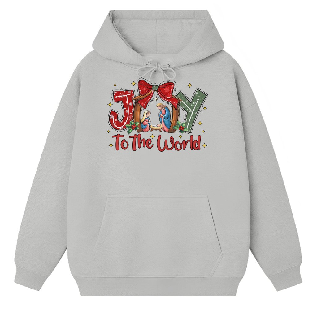 Christian Joy to the World Hoodie – Christmas Gift Jesus Faith Inspirational - front view