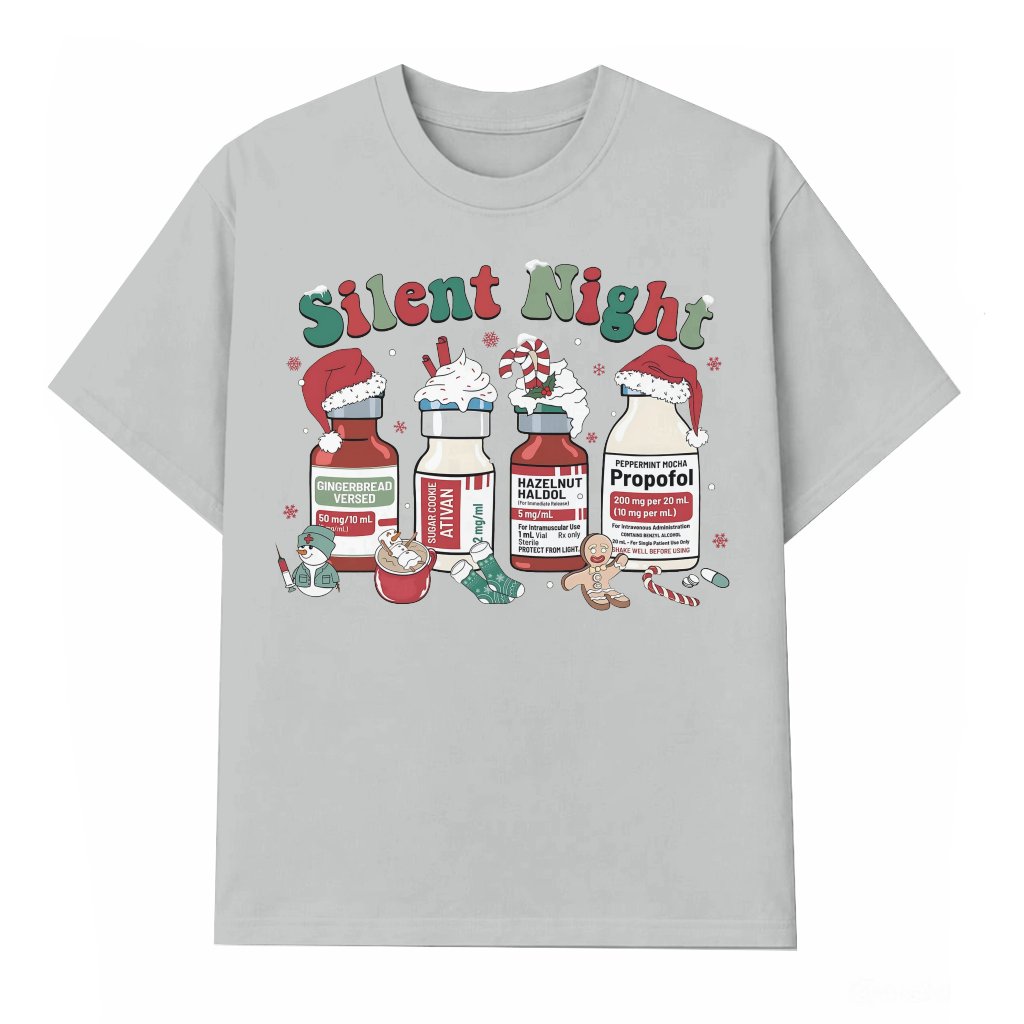 Silent Night Wash Tee – Christmas Gift for Medical ICU Nurse - front view