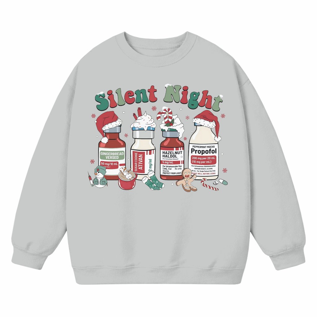 Silent Night ICU Nurse Sweatshirt – Christmas Gift for Nurses Medical Holiday - front view