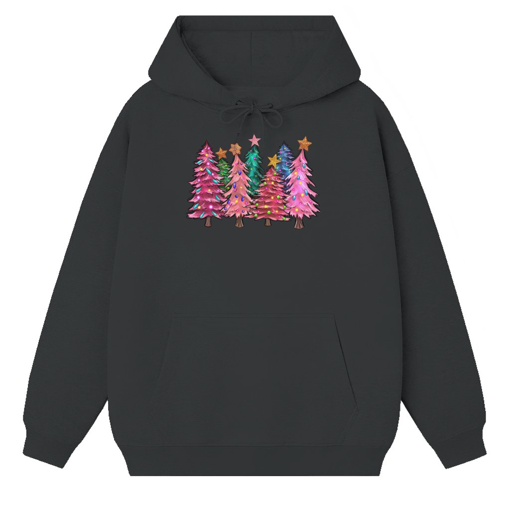 Cute Pink Merry Christmas Tree Hoodie – Christmas Gift for Women Trendy - front view
