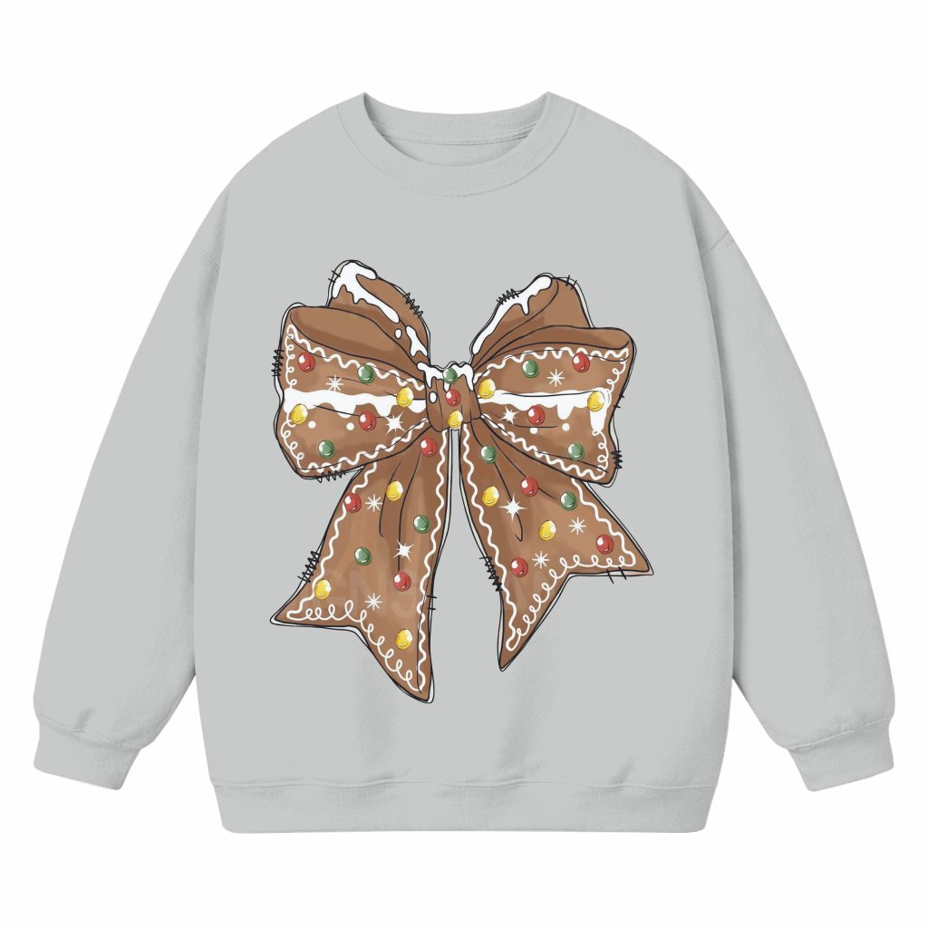 Cute Gingerbread Bow Sweatshirt – Christmas Gift for Women Festive Trendy - front view