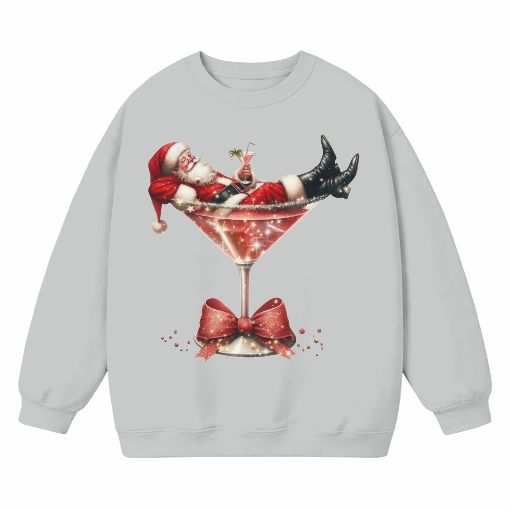 Santa's Hot Mess Martini Sweatshirt – Funny Christmas Gift - front view