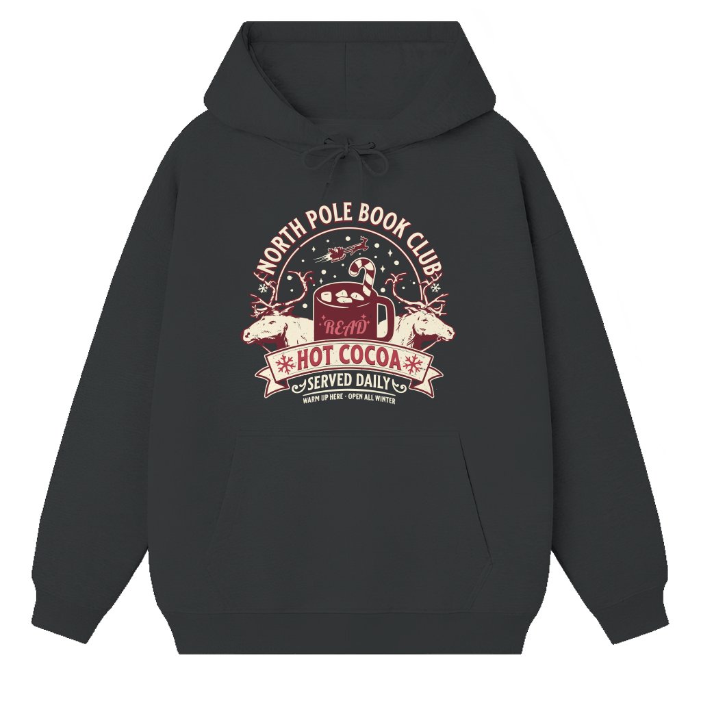 North Pole Book Club Hoodie – Christmas Gift for Book Lover Cozy - front view