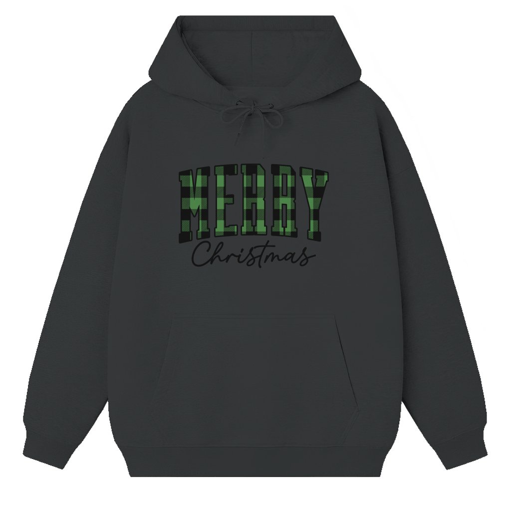 Merry Christmas Hoodie – Christmas Gift Buffalo Plaid Cute - front view