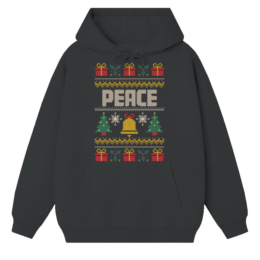 Funny Peace Ugly Christmas Hoodie – Christmas Gift for Matching Couples - front view