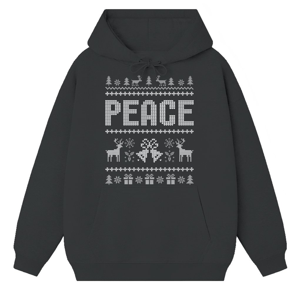 Funny Ugly Alien Peace Sign Hoodie – Christmas Gift for Couples - front view