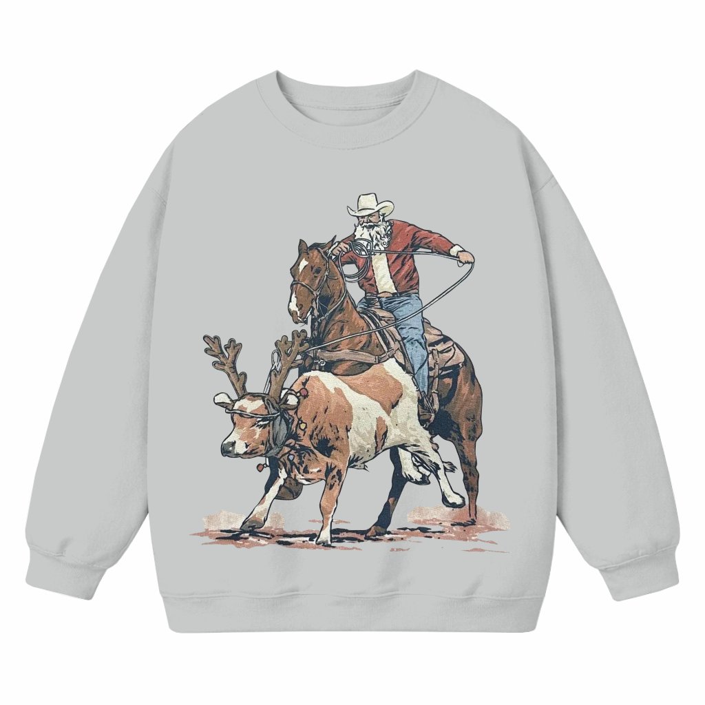 Western Santa Sweatshirt – Christmas Funny Cowboy Gift - front view
