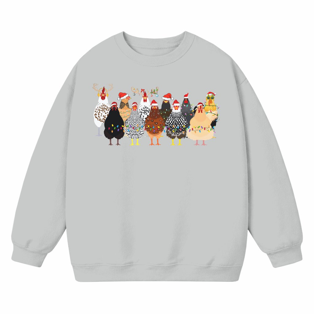 Christmas Chickens Sweatshirt – Christmas Gift Funny Farm Animal - front view