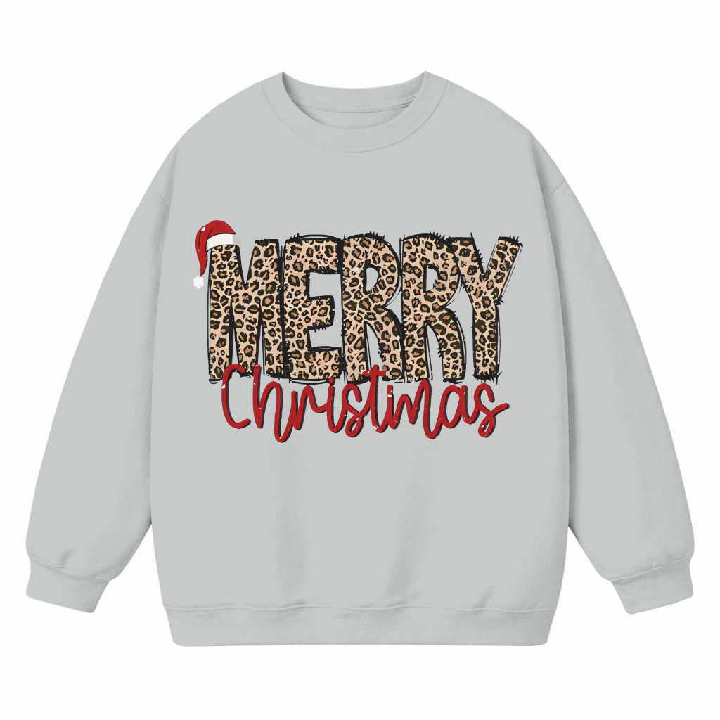 Merry Christmas Leopard Sweatshirt – Christmas Gift for Women Cute - front view