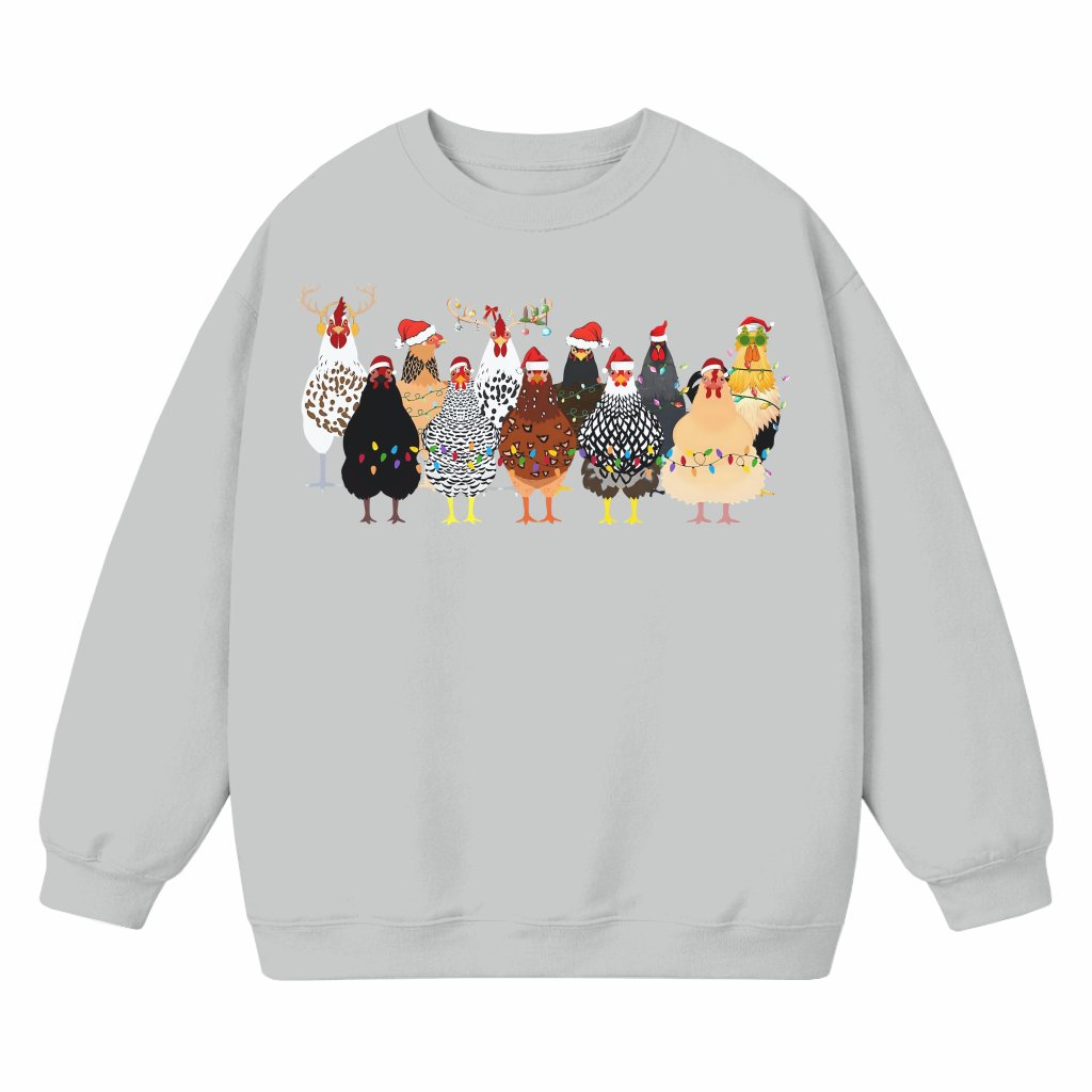 Funny Christmas Chickens Sweatshirt – Christmas Gift Cute Farm Animal - front view