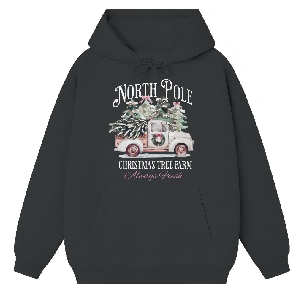 Christmas Trees Ho Ho Ho Hoodie – Christmas Gift Funny Vintage Retro - front view