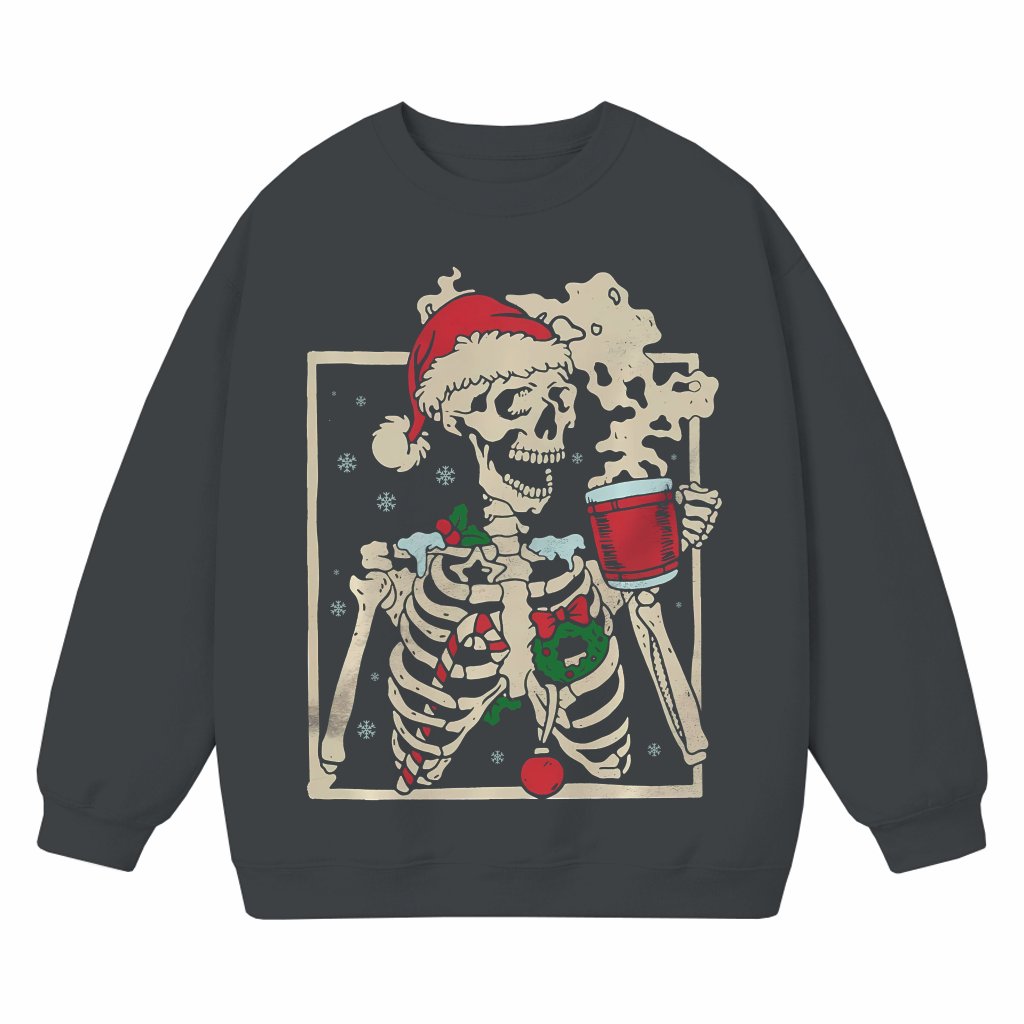 Funny Dead Inside Skeleton Sweatshirt – Christmas Gift for Coffee Lover - front view
