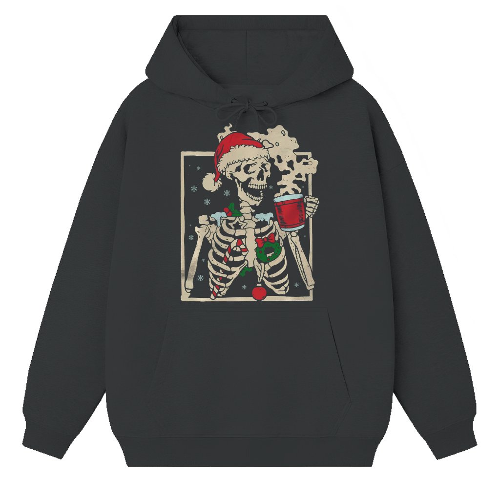 Dead Inside Skeleton Hoodie – Funny Christmas Gift for Coffee Lovers - front view