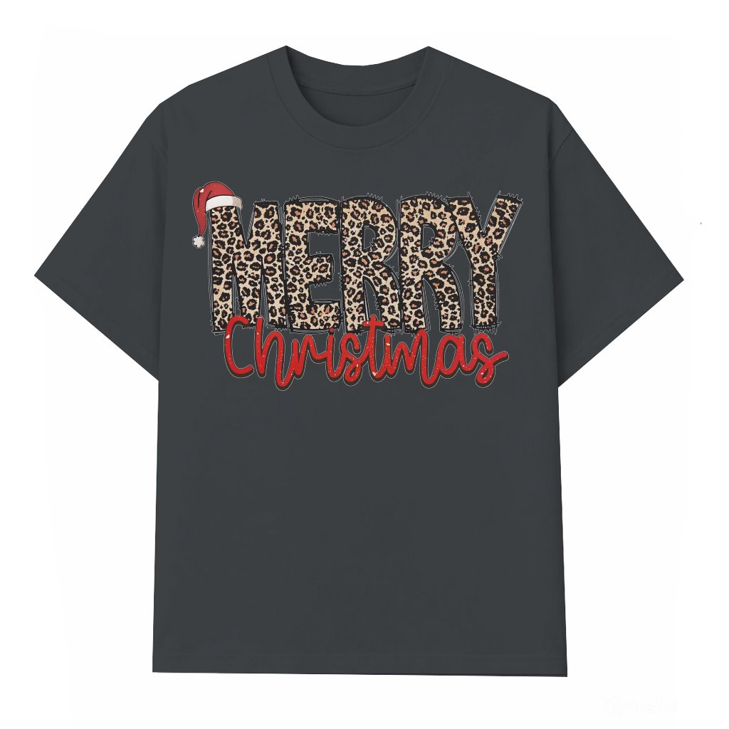Leopard Merry Christmas T-shirt – Christmas Gift Trendy - front view