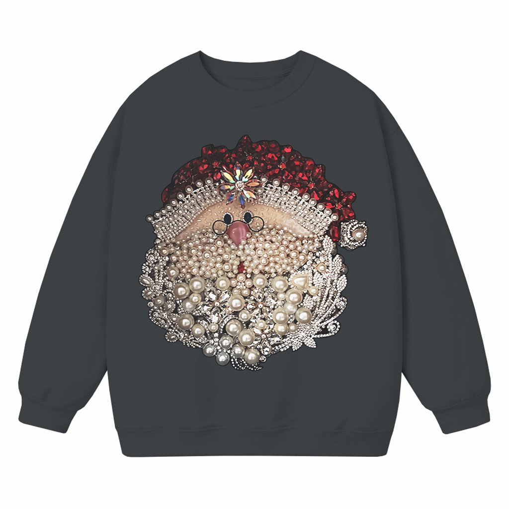 Rhinestone Pearl Sweatshirt – Christmas Gift for Women Cute Trendy - front view